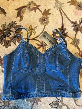 Harley-Davidson Women's Dark Blue Denim Cropped Tank